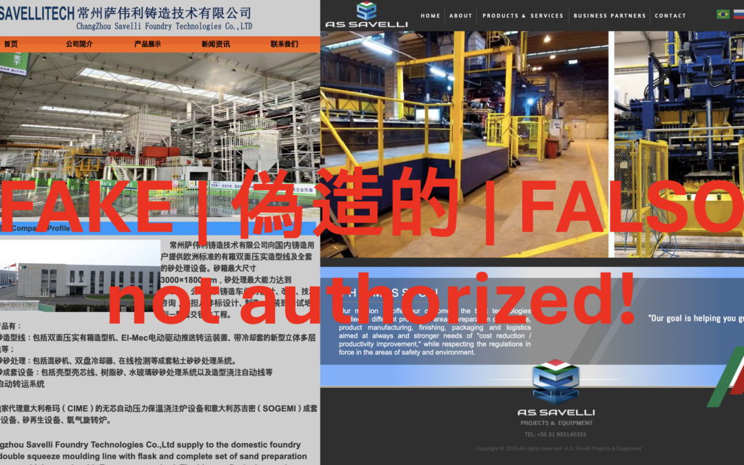 Illegal competition by fake SAVELLI companies 由假冒的萨维利公司进行的非法竞争